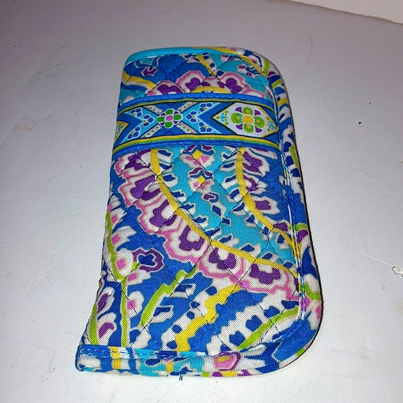 3 Vera Bradley eyeglass case blue pink orange Zipper bag green patches cotton - Picture 3 of 13